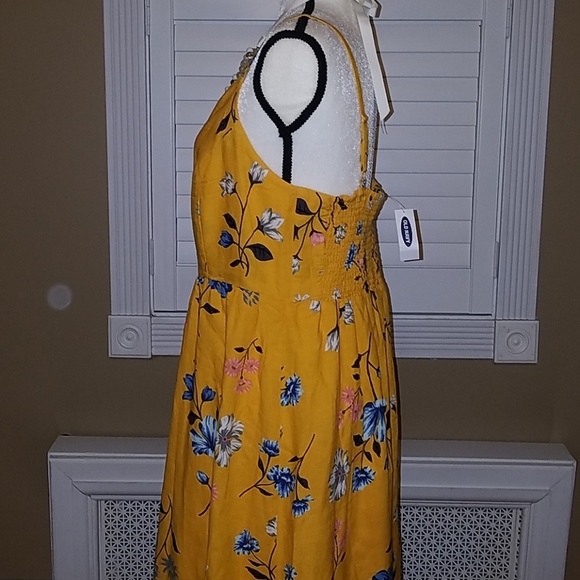 old navy yellow midi dress